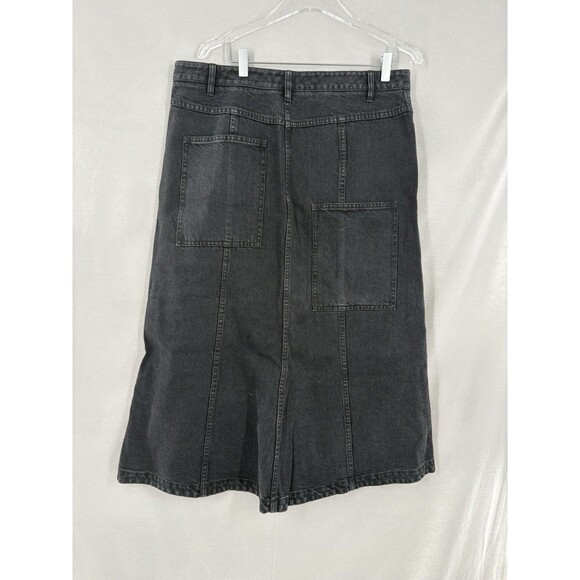 Tibi Womens Skirt Black Denim Jean Midi with Front Slit NWT - Picture 2 of 9